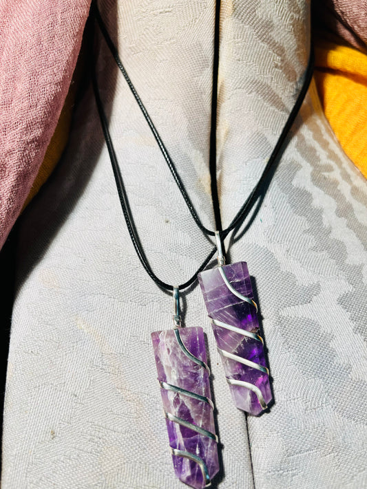 Flat Wrapped Crystal Necklace