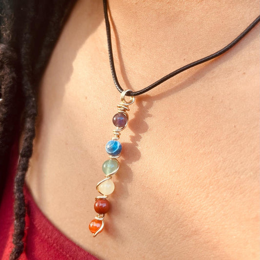 Six Beaded Rainbow π Necklace