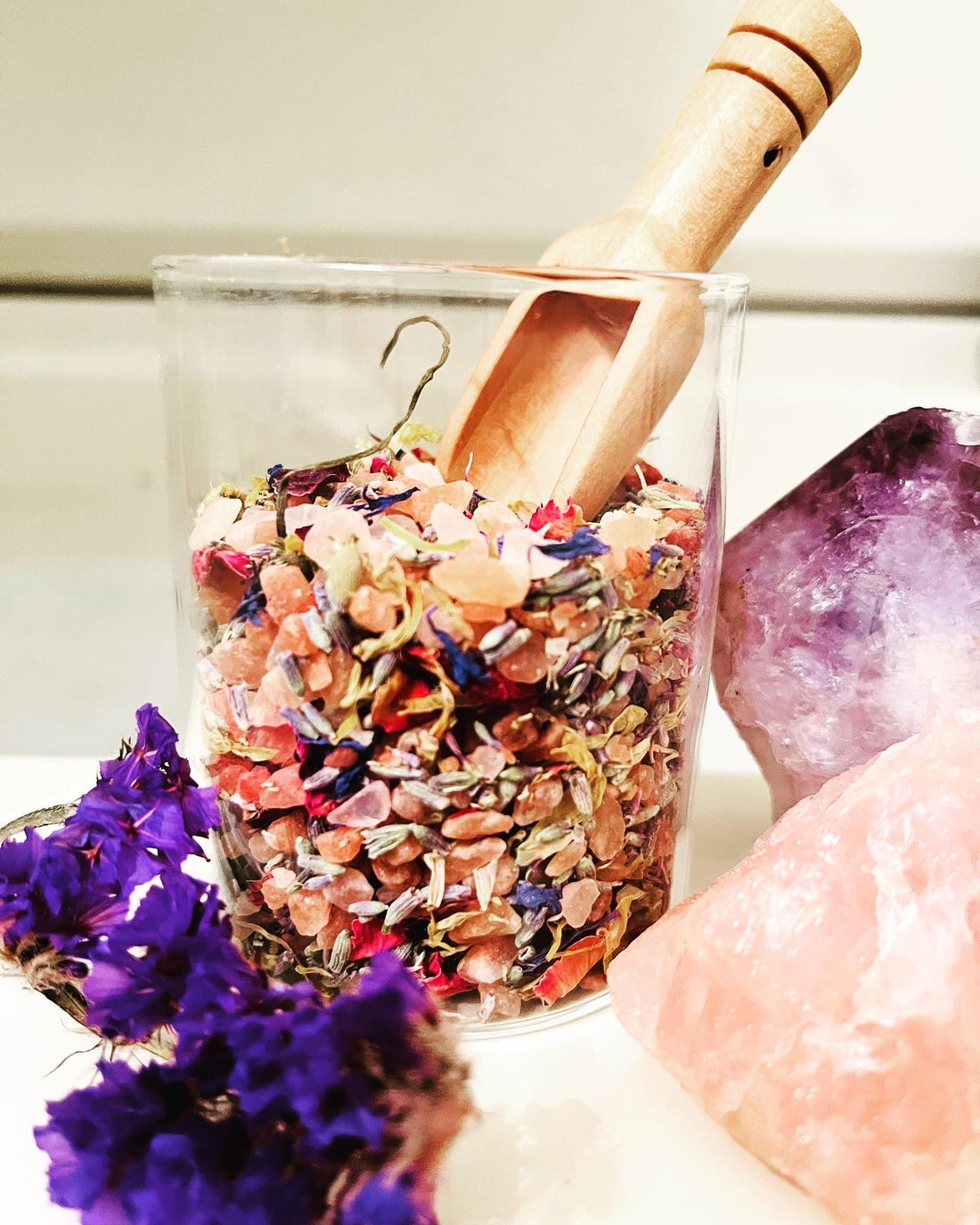 Amethyst and Rose Quartz bath time to relax
